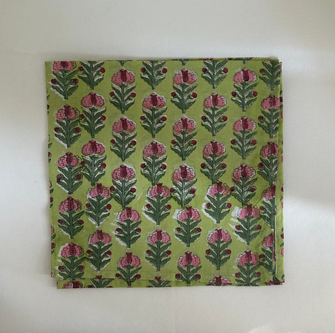 Table Napkin Green Flowers