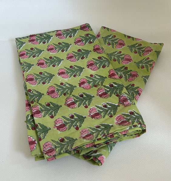 Table Napkin Green Flowers