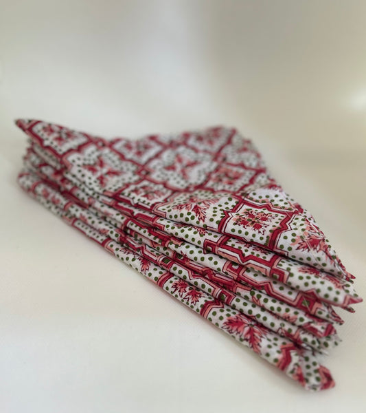 Table Napkin Red Flowers