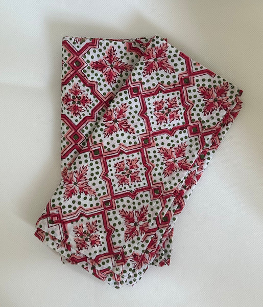 Table Napkin Red Flowers